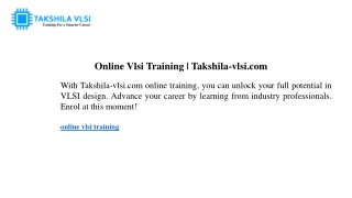 Online Vlsi Training | Takshila-vlsi.com