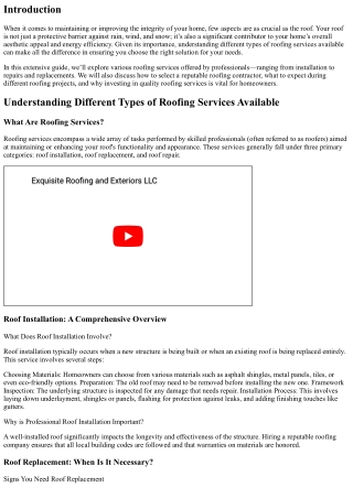 Understanding Different Types of Roofing Services Available
