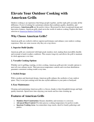 Elevate Your Outdoor Cooking with American Grills