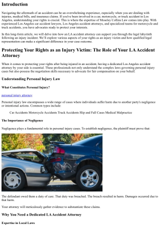 “Protecting Your Rights as an Injury Victim: The Role of Your LA Accident Attorn