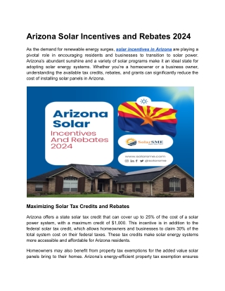 Arizona Solar Incentives and Rebates 2024