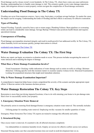 Flood Damage Restoration: Essential Steps for The Colony TX Homeowners
