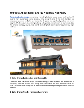 10 Facts About Solar Energy You May Not Know