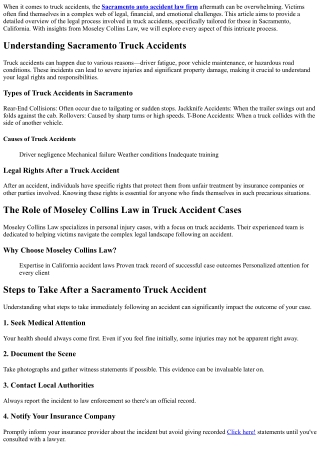 Sacramento Truck Accidents: The Legal Process Explained by Moseley Collins Law