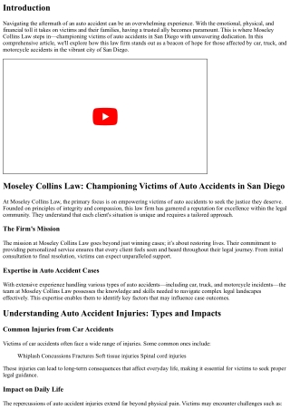 Moseley Collins Law: Championing Victims of Auto Accidents in San Diego