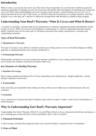 Understanding Your Roof's Warranty: What It Covers and What It Doesn’t
