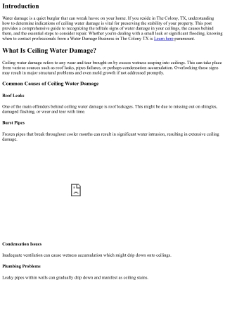 How To Recognize Indications Of Ceiling Water Damage In Your House In THe colony
