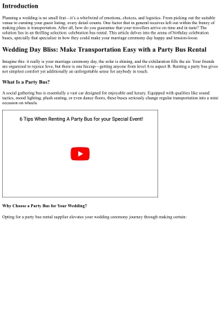 Wedding Day Bliss: Make Transportation Easy with a Party Bus Rental