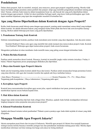 Apa yang Harus Diperhatikan dalam Kontrak dengan Agen Properti?