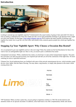 Stepping Up Your Nightlife Game: Why Choose a Party Bus Rental?