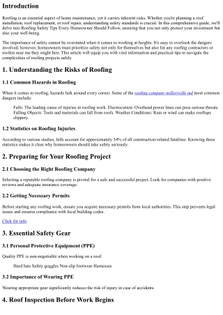 “Roofing Safety Tips Every Homeowner Should Follow”