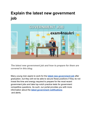 Explain the latest new government job