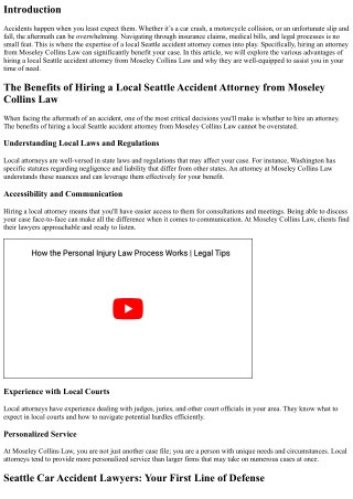 The Benefits of Hiring a Local Seattle Accident Attorney from Moseley Collins La