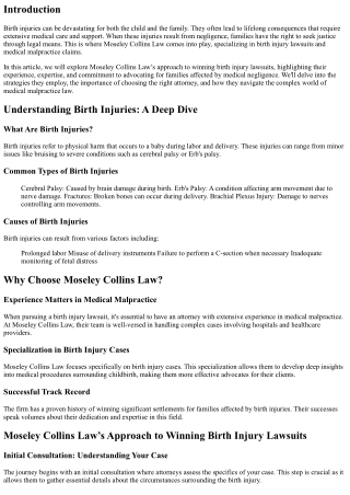 “Moseley Collins Law’s Approach to Winning Birth Injury Lawsuits”