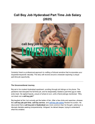 Call Boy Job Hyderabad Part Time Job Salary (2025)