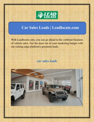 Car Sales Leads | Leadlocate.com