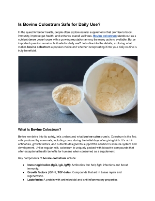 Is Bovine Colostrum Safe For Daily Use? – Aadvik Foods