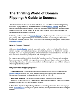 The Thrilling World of Domain Flipping_ A Guide to Success