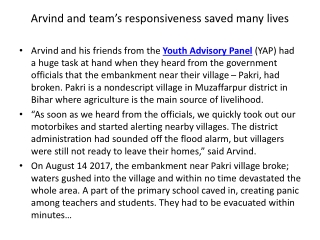 Arvind and team’s responsiveness saved many lives - Plan India