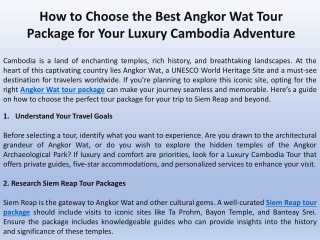 How to Choose the Best Angkor Wat Tour Package for Your Luxury Cambodia Adventure