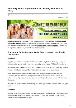 Ancestry Media Sync Issues On Family Tree Maker 2019