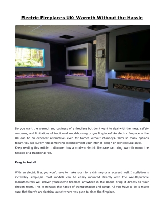 Electric Fireplaces UK - Warmth Without the Hassle