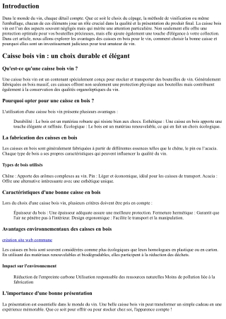 Caisse bois vin : un choix durable et élégant