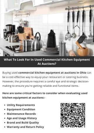 What To Look For In Used Commercial Kitchen Equipment At Auctions?