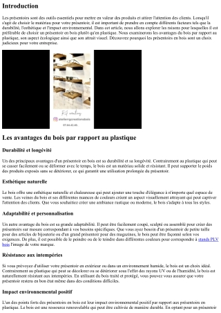 Les raisons de choisir un présentoir en bois plutôt qu'en plastique