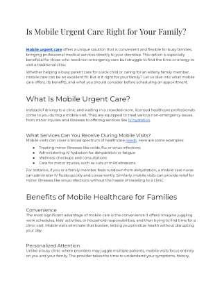 Is Mobile Urgent Care Right for Your Family_