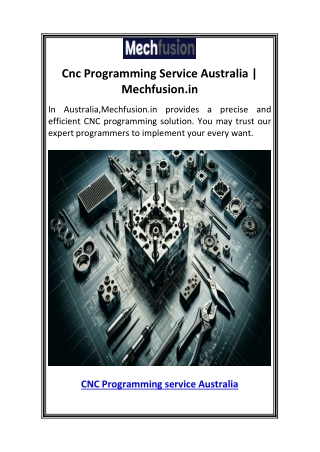 Cnc Programming Service Australia  Mechfusion.in