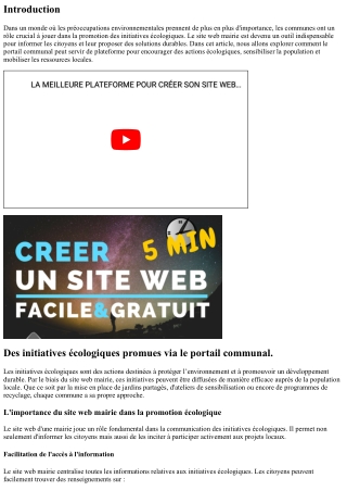“Des initiatives écologiques promues via le portail communal.”