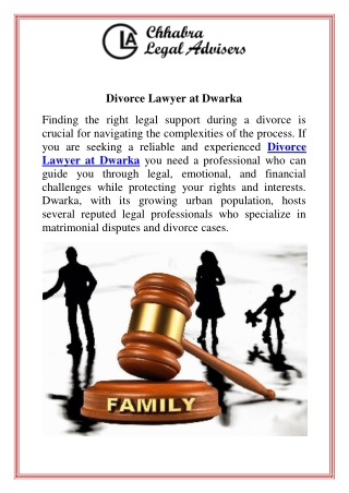 Divorce Lawyer at Dwarka