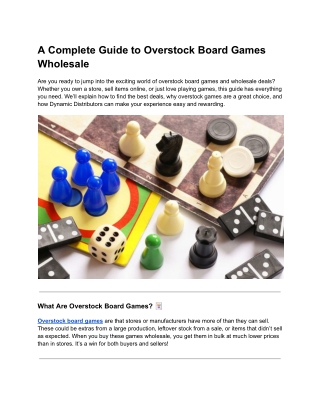 A Complete Guide to Overstock Board Games Wholesale