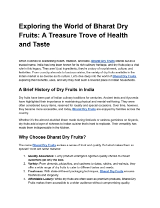 Exploring the World of Bharat Dry Fruits_ A Treasure Trove of Health and Taste