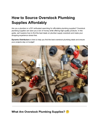 How to Source Overstock Plumbing Supplies Affordably