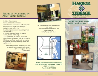 Harbor Terrace Services Included in Apartment Rental