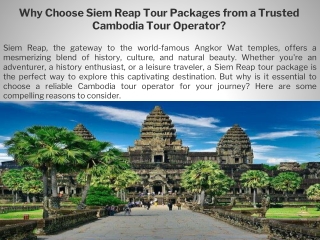 Why Choose Siem Reap Tour Packages from a Trusted Cambodia Tour Operator?