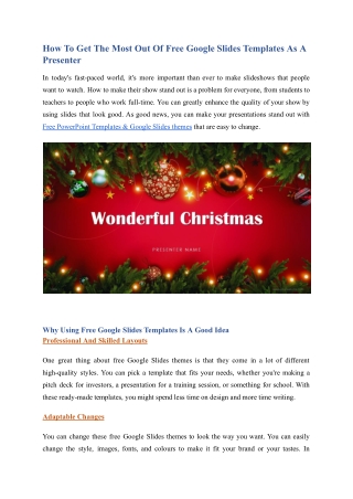 How To Get The Most Out Of Free Google Slides Templates As A Presenter