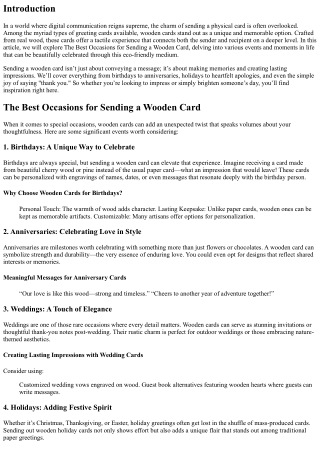 The Best Occasions for Sending a Wooden Card