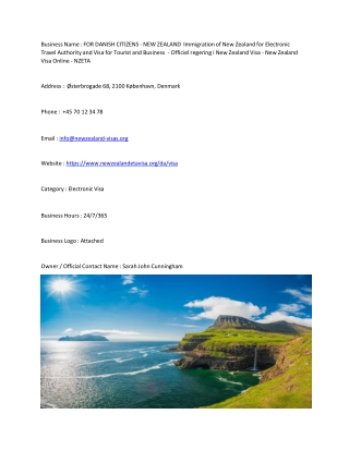 FOR DANISH CITIZENS - NEW ZEALAND  Immigration of New Zealand for Electronic Tra