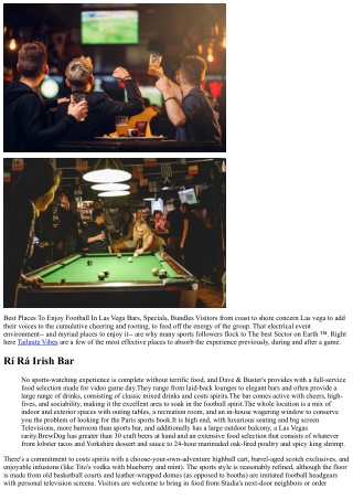 Best Puts To View Football In Vegas Bars, Specials, Plans