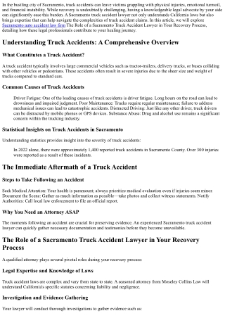 The Role of a Sacramento Truck Accident Lawyer in Your Recovery Process
