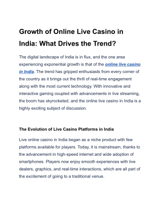 Growth of Online Live Casino in India_ What Drives the Trend_