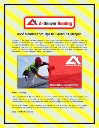 Roof Maintenance Tips to Extend Its Lifespan