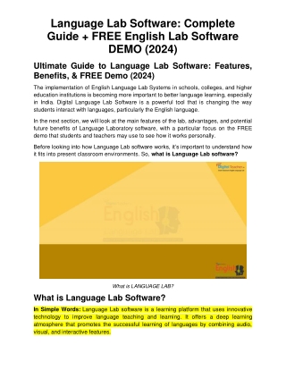 Language Lab Software Complete Guide FREE English Lab Software DEMO (2024)