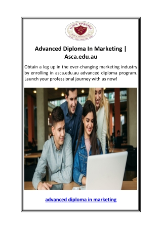 Advanced Diploma In Marketing  Asca.edu.au
