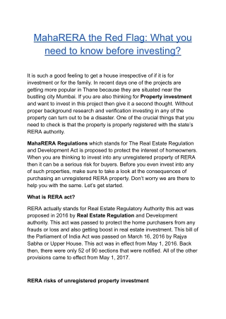 MahaRERA Red Flags: Key Insights for Safe Property Investment