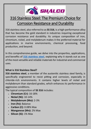 316 Stainless Steel The Premium Choice for Corrosion Resistance and Durability