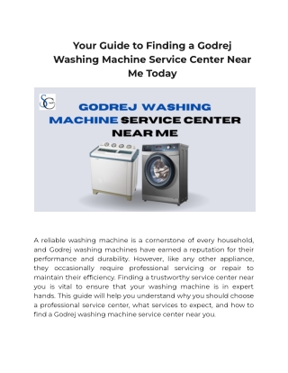 Your Guide to Finding a Godrej Washing Machine Service Center Near Me Today